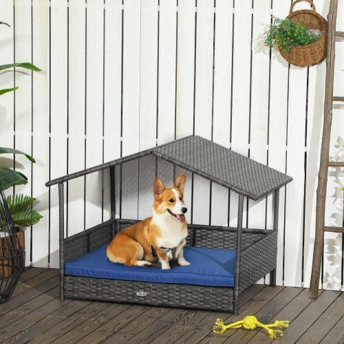 EliteCabana™ | Designer Outdoor Dog Daybed - Water-Resistant Rattan Sanctuary for Small & Medium Pets