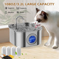AuraPure™ Eternal-Oasis | High-Capacity 3.2L Pet Fountain – Transparent View-Port & Triple-Action Filtration System