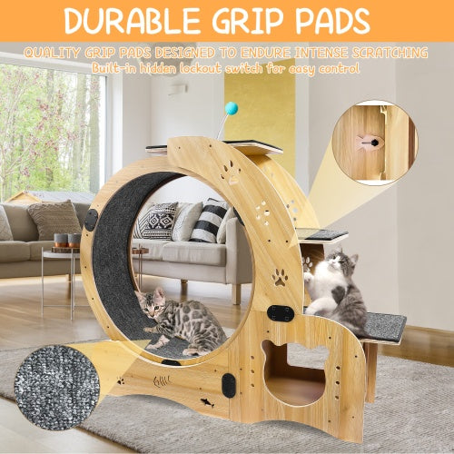 AuraPlay™ Velocity 6 | Premium Feline Gym – High-Performance Running Wheel with Integrated Play & Rest Zones