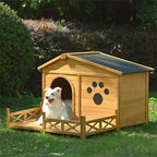 EliteCabin™ | Premium Outdoor Dog Kennel with Veranda - Water-Resistant Cabin for Medium Dogs