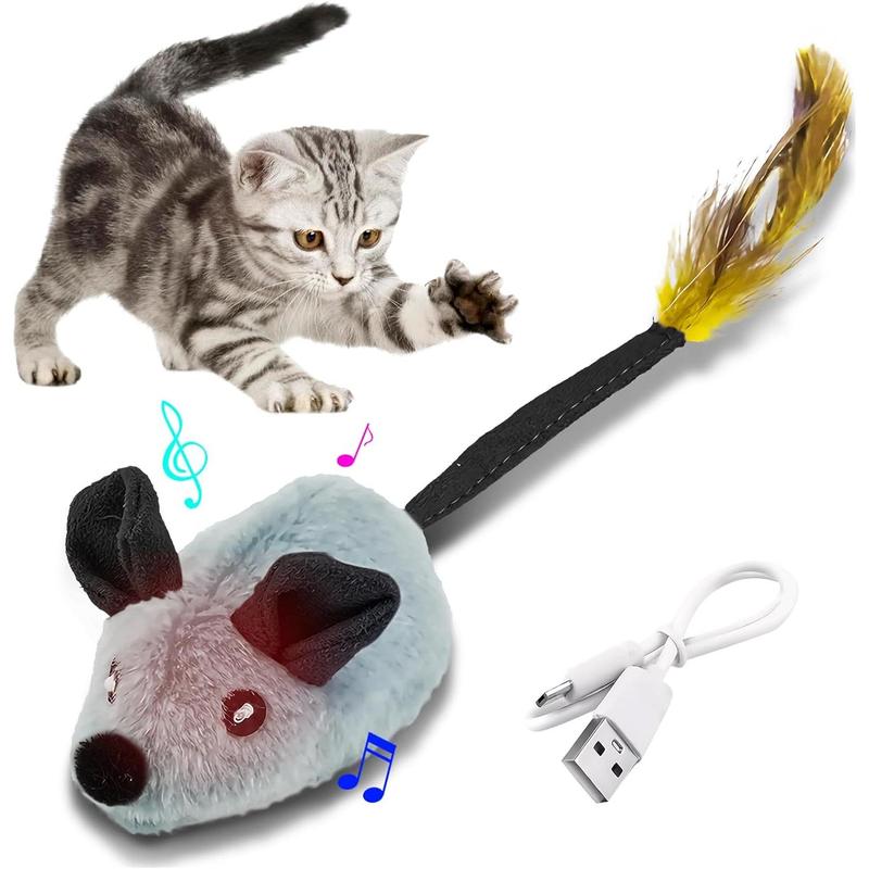 EliteSqueak™ | 3-in-1 Automatic Motion Mouse - Chirping & Feather Tail Interactive Toy