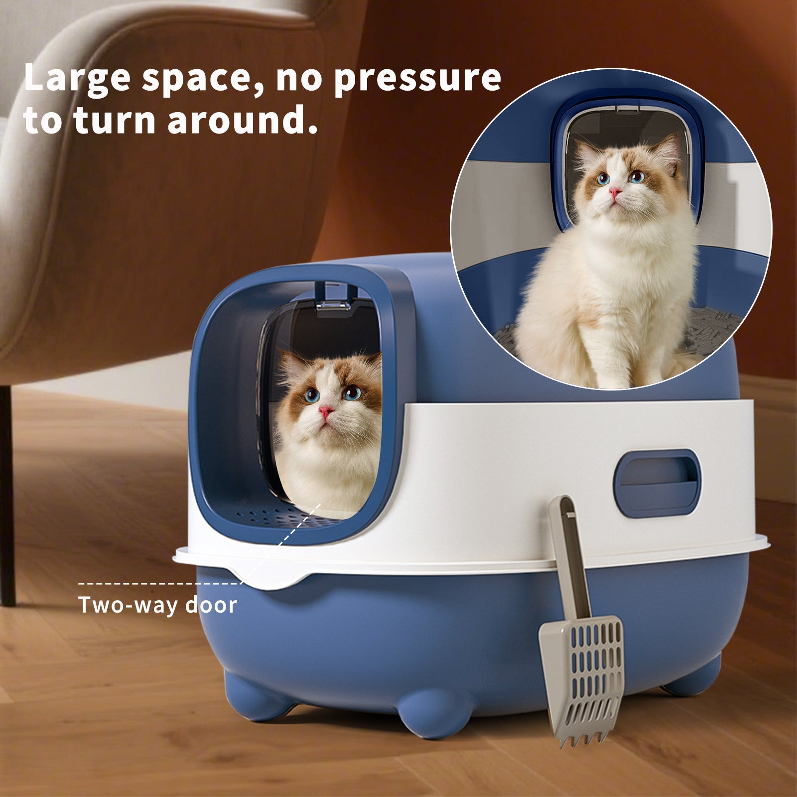 AuraPure™ Horizon XL | Spacious High-Capacity Cat Toilet – Anti-Splash & Tracking Control System for Large Breeds