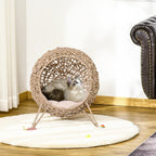 AuraEstate™ Boho-Nest | Hand-Crafted Woven Pet Sanctuary – Breathable Elevated Cat Bed in Minimalist Beige