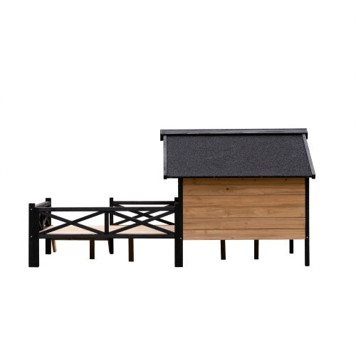 EliteEstate™ | Large Outdoor Wooden Dog Villa - Two-Tone Luxury Cabin with Covered Veranda