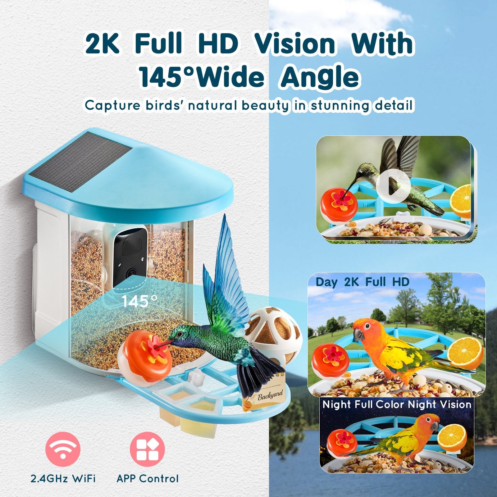 EliteVision™ AI | Solar-Powered Bird Camera - Instant Identification & Live Stream Habitat