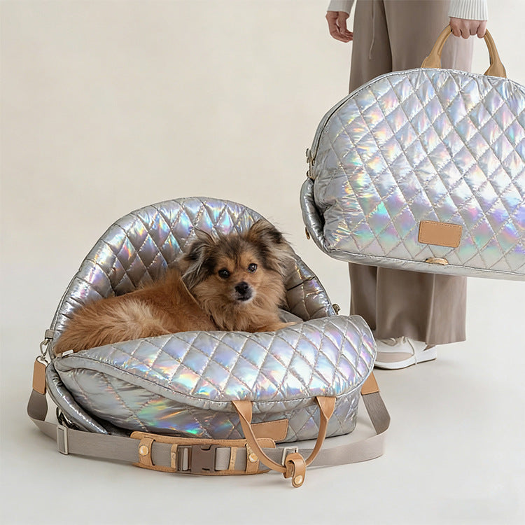 AuraGuard™ Sky-Lite | Ultra-Portable Folding Cat Carrier – Ergonomic Travel Crate with Security Lock & Shoulder Strap