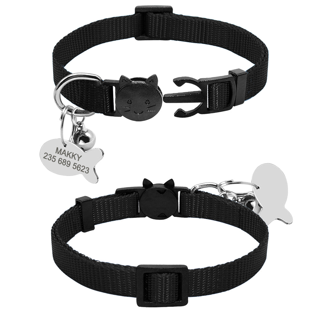 EliteFeline™ | Custom Personalized Breakaway Collar - Premium Nylon & Silent ID Tag