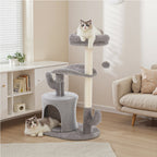 AuraEstate™ Skyline | Compact Feline Sanctuary – 33” Luxury Scratching Post with Contoured Cloud-Perch