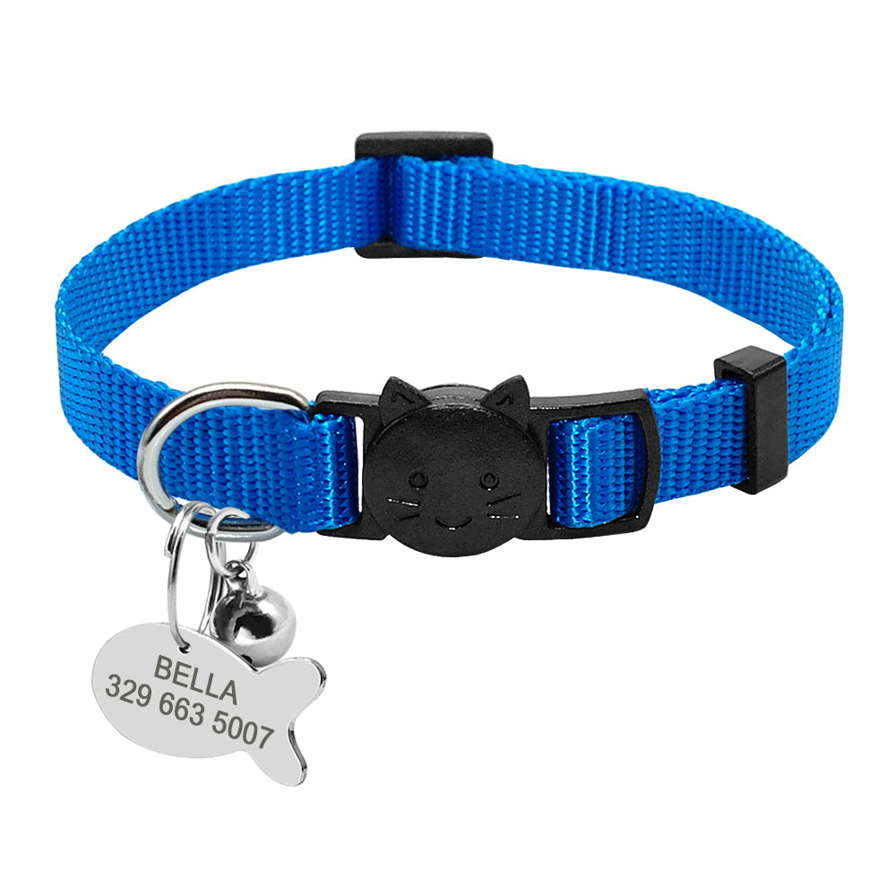EliteFeline™ | Custom Personalized Breakaway Collar - Premium Nylon & Silent ID Tag