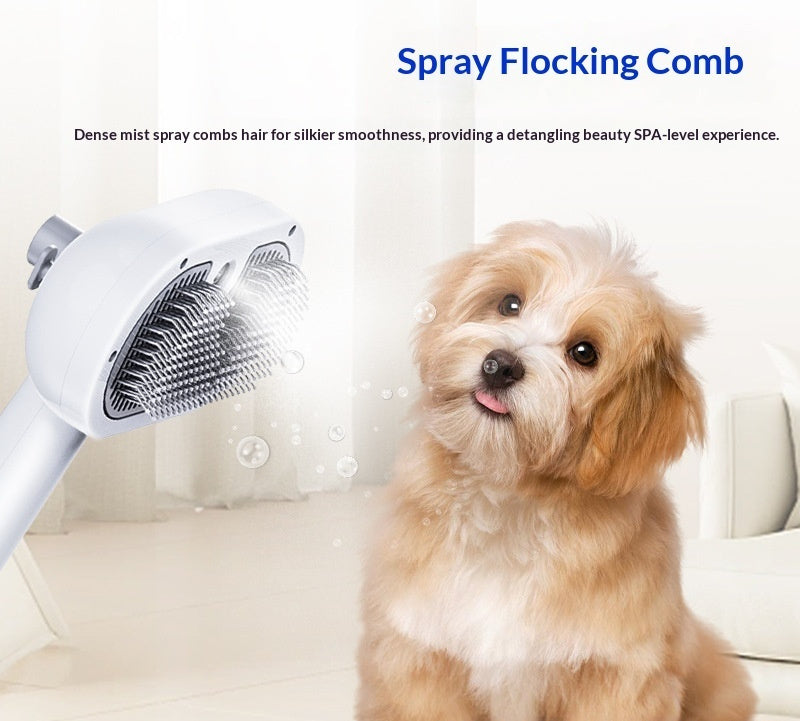 AuraPure™ Hydro-Clean | 2-in-1 Pet Hair-Removing Spray Brush – Self-Cleaning Mist Brush for Shedding & Lint Control