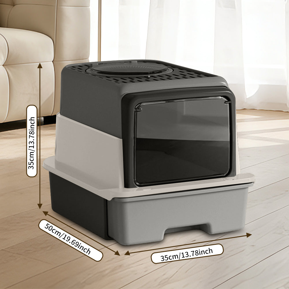 AuraPure™ Vault | Splash-Proof Enclosed Cat Litter Box – One-Way Exit Anti-Tracking System & Deodorant-Ready Station