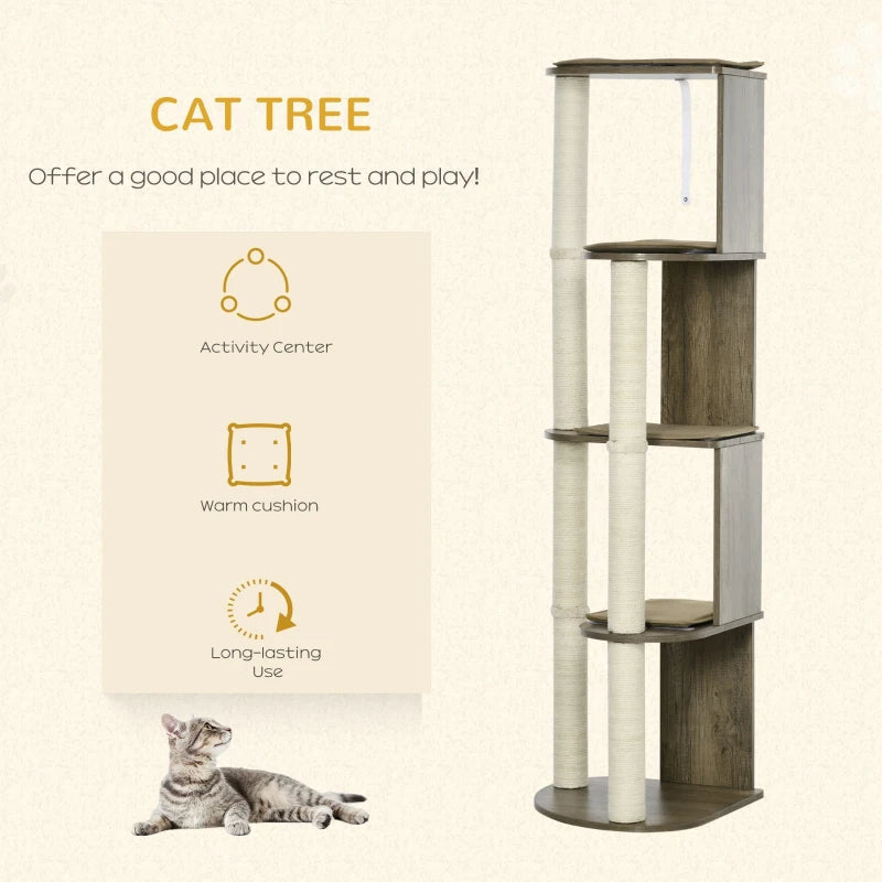 AuraEstate™ Skyline Peak | Designer Corner Cat Tower – Tall Climbing Sanctuary & Kitten-Friendly Multi-Level Play Center