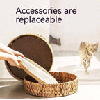 EliteSnug™ | Luxury Rattan Cat Hideaway - Insulated Winter Bed with Claw Care Base