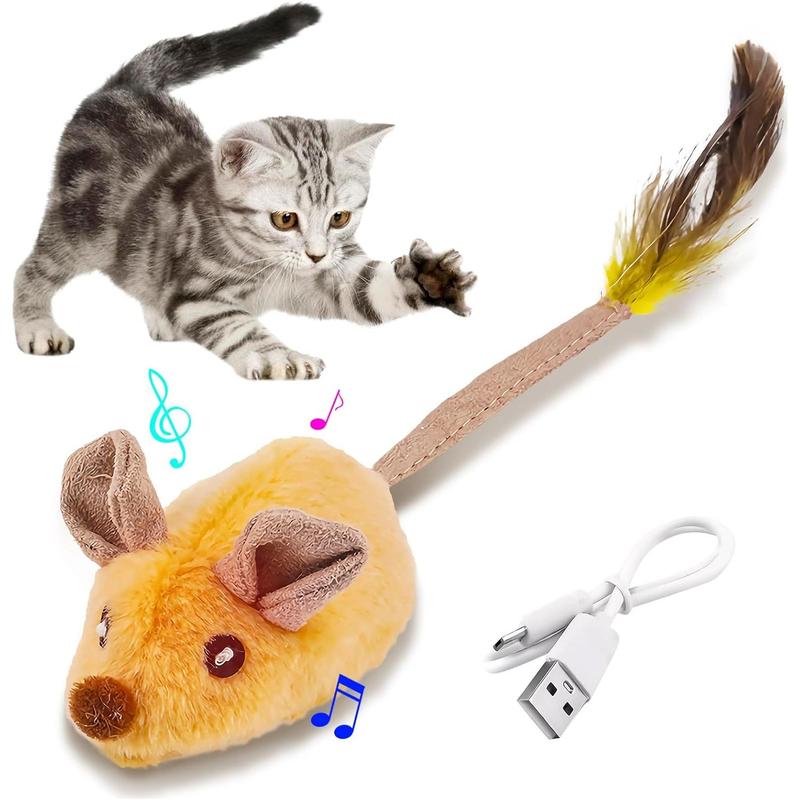 EliteSqueak™ | 3-in-1 Automatic Motion Mouse - Chirping & Feather Tail Interactive Toy