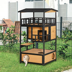 EliteRefuge™ | Weatherproof Cedar-Style Cat Villa - Multi-Level Outdoor Shelter with Asphalt Roof