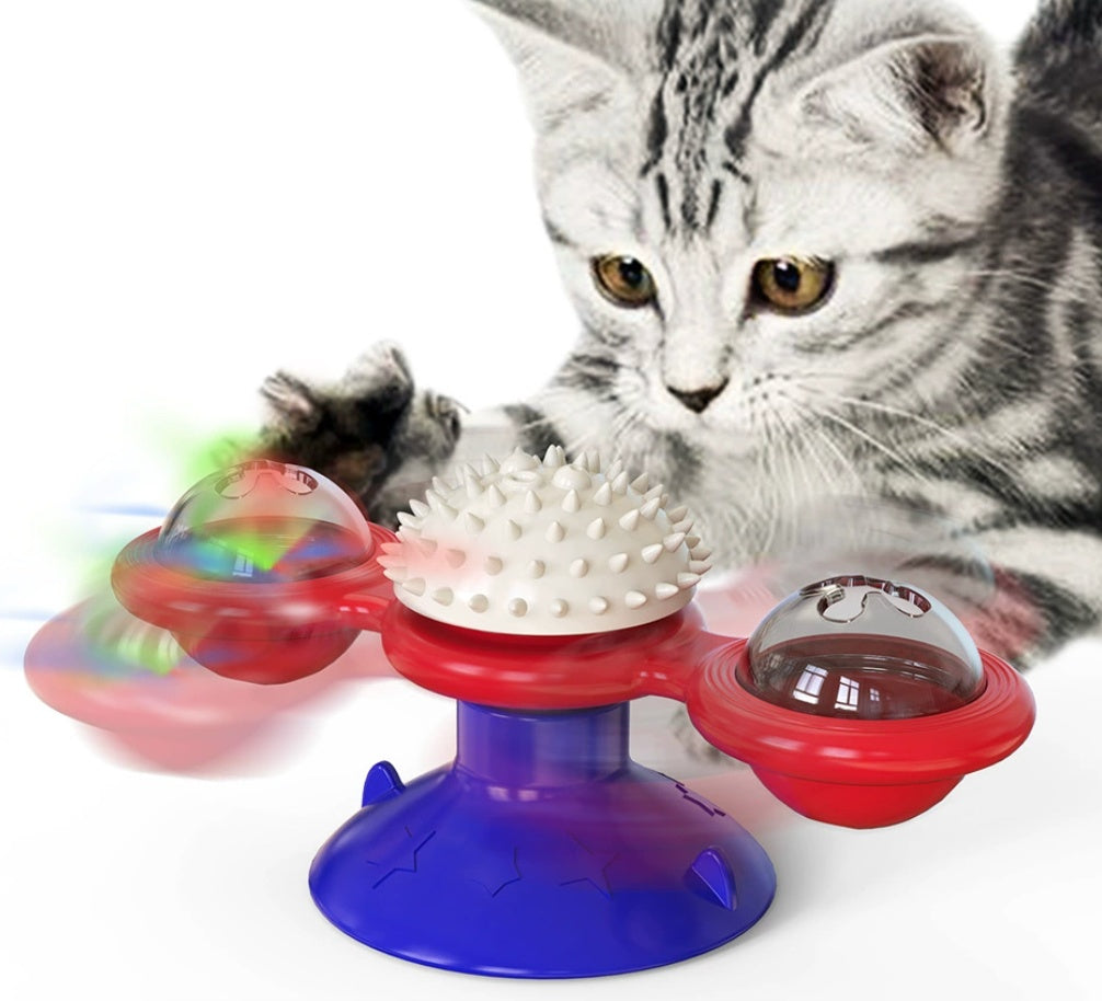 AuraPlay™ Multi-Zenith | All-in-One Interactive Play Station – Motion-Activated Tumbler & Engaging Windmill Set for Active Cats