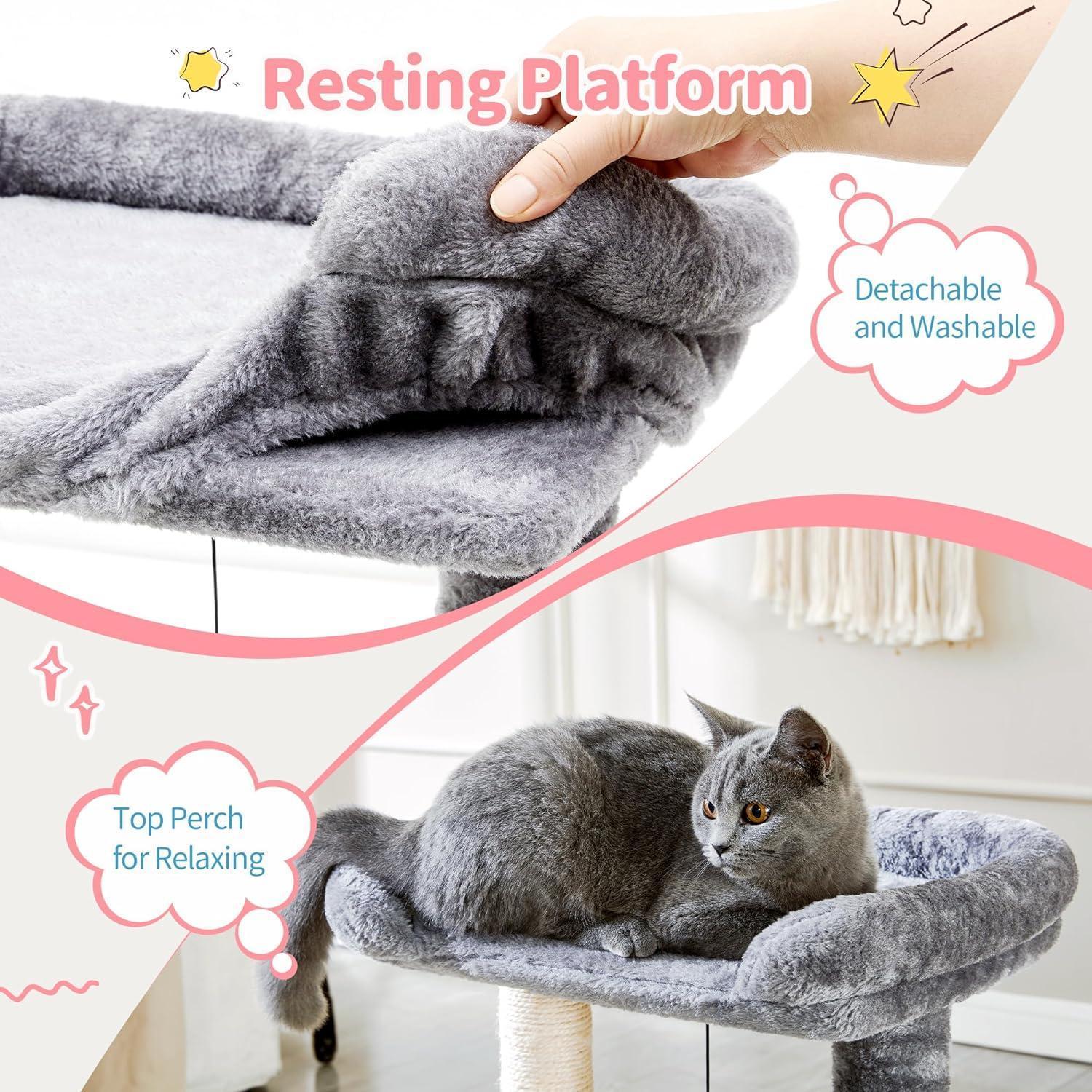EliteKitten™ Oasis | Small Multipurpose Cat Tree - Plush Perch with Massage Arch & Play Ball