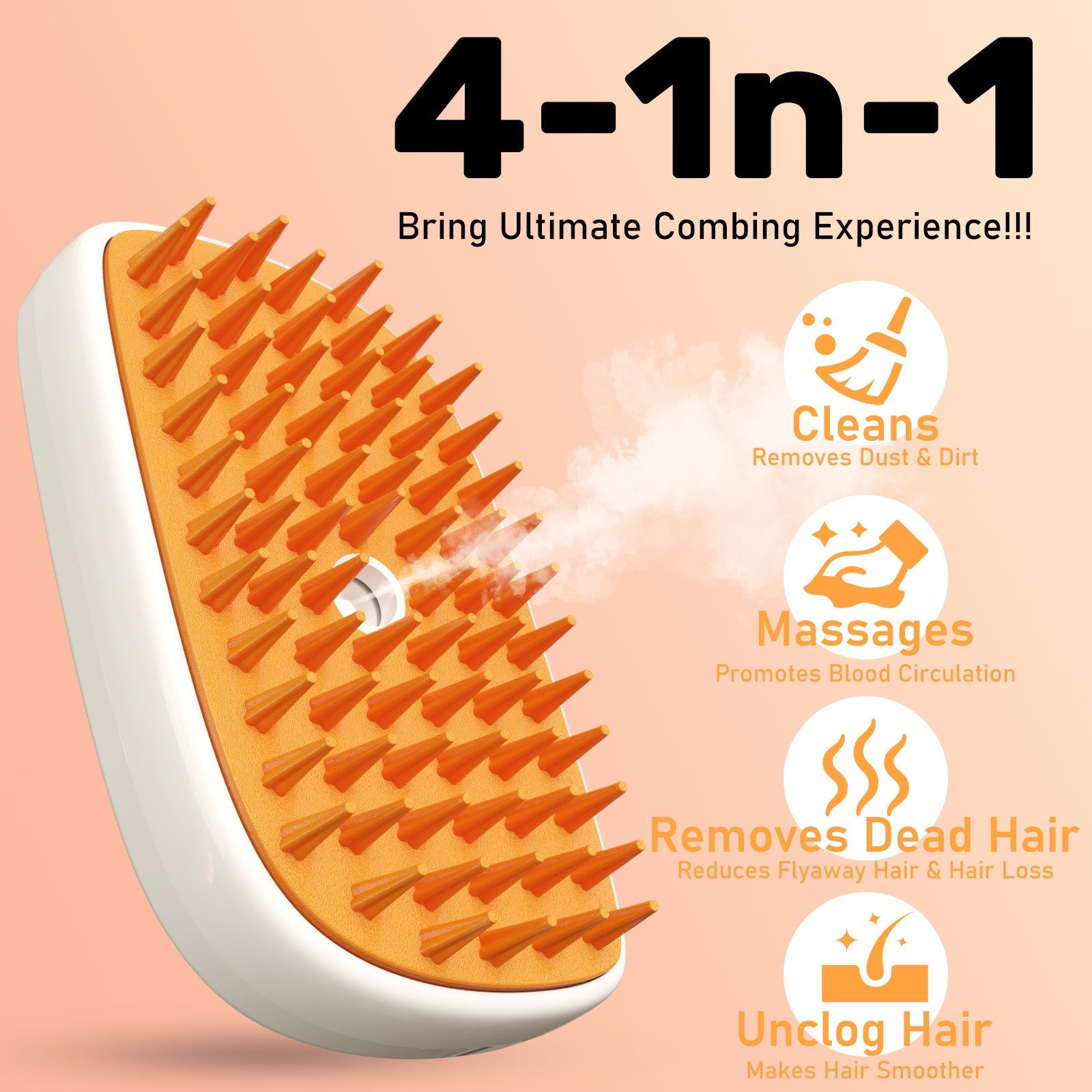 AuraSpa™ | 4-in-1 Steamy Cloud Brush - Professional Anti-Static & Shedding Solution
