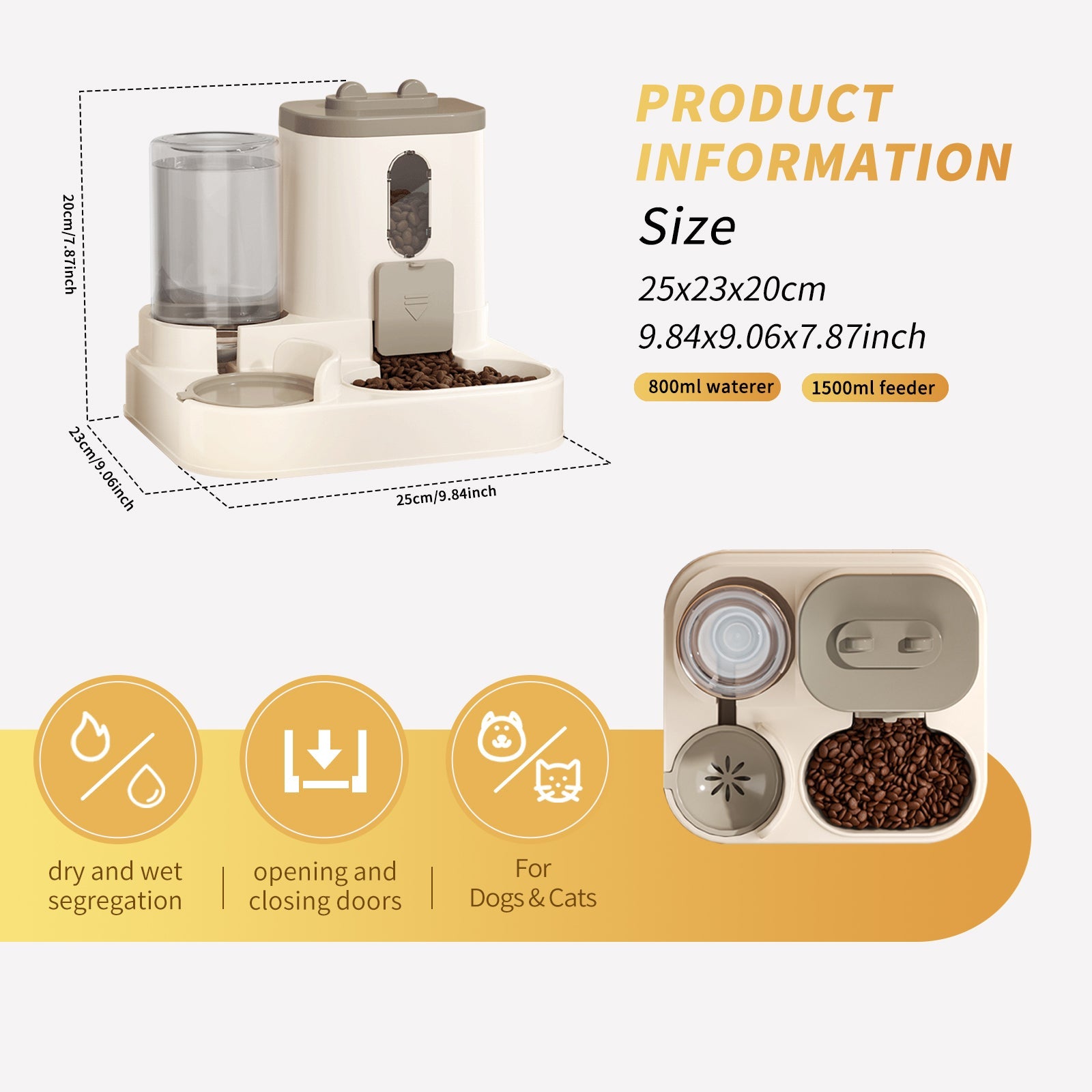 AuraPure™ Harmony Feeder | Integrated 2-in-1 Gravity Station – Auto-Refill Food & Water System for Busy Pet Parents
