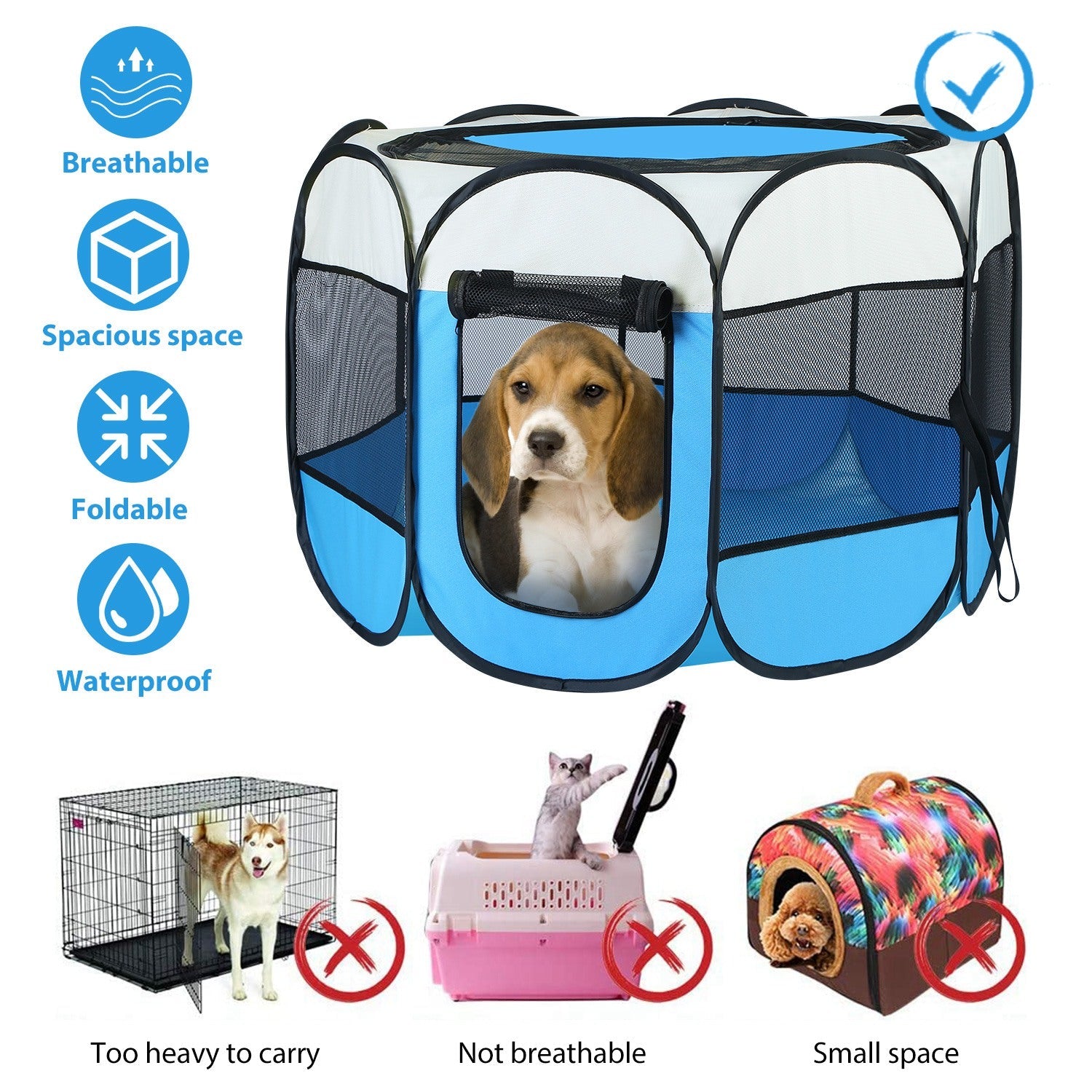EliteCloud™ | Soft-Sided Exercise Pen - Pink & Blue Editions - Lightweight Indoor/Outdoor Pet Sanctuary