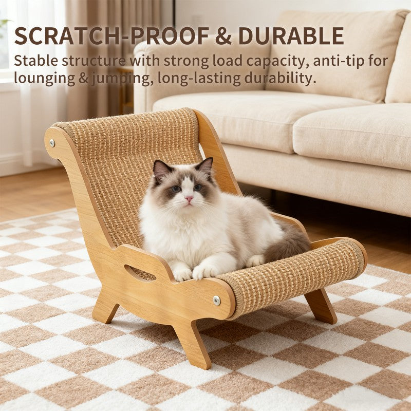 AuraEstate™ Deck-Chair | Minimalist Wooden Cat Scratcher Lounge – 51.5cm Professional Claw Care & Recliner Station