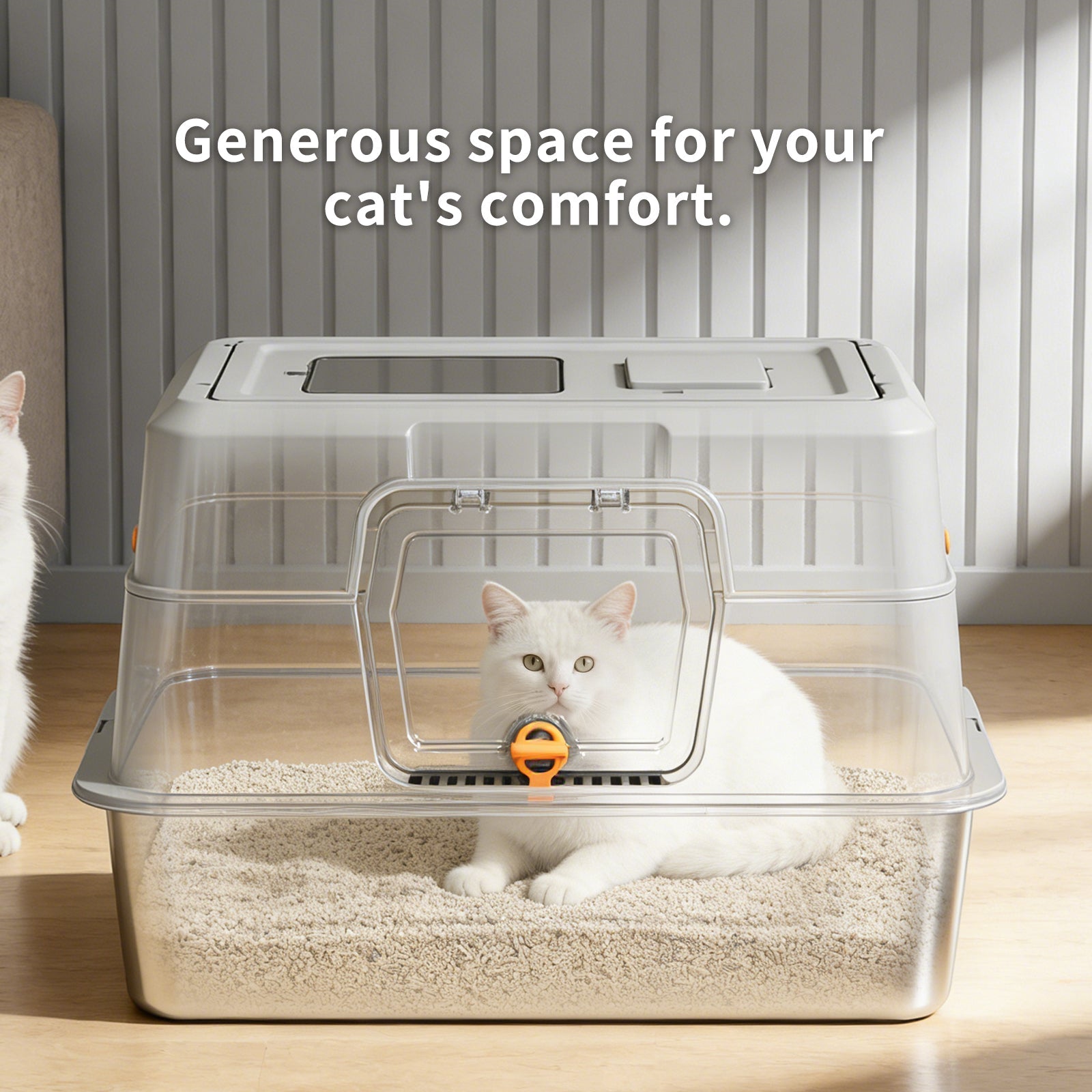 AuraPure™ Platinum-Shield | XL Stainless Steel Enclosed Litter Box – Zero-Odor & Easy-Clean Solution for Large & Multi-Cat Homes