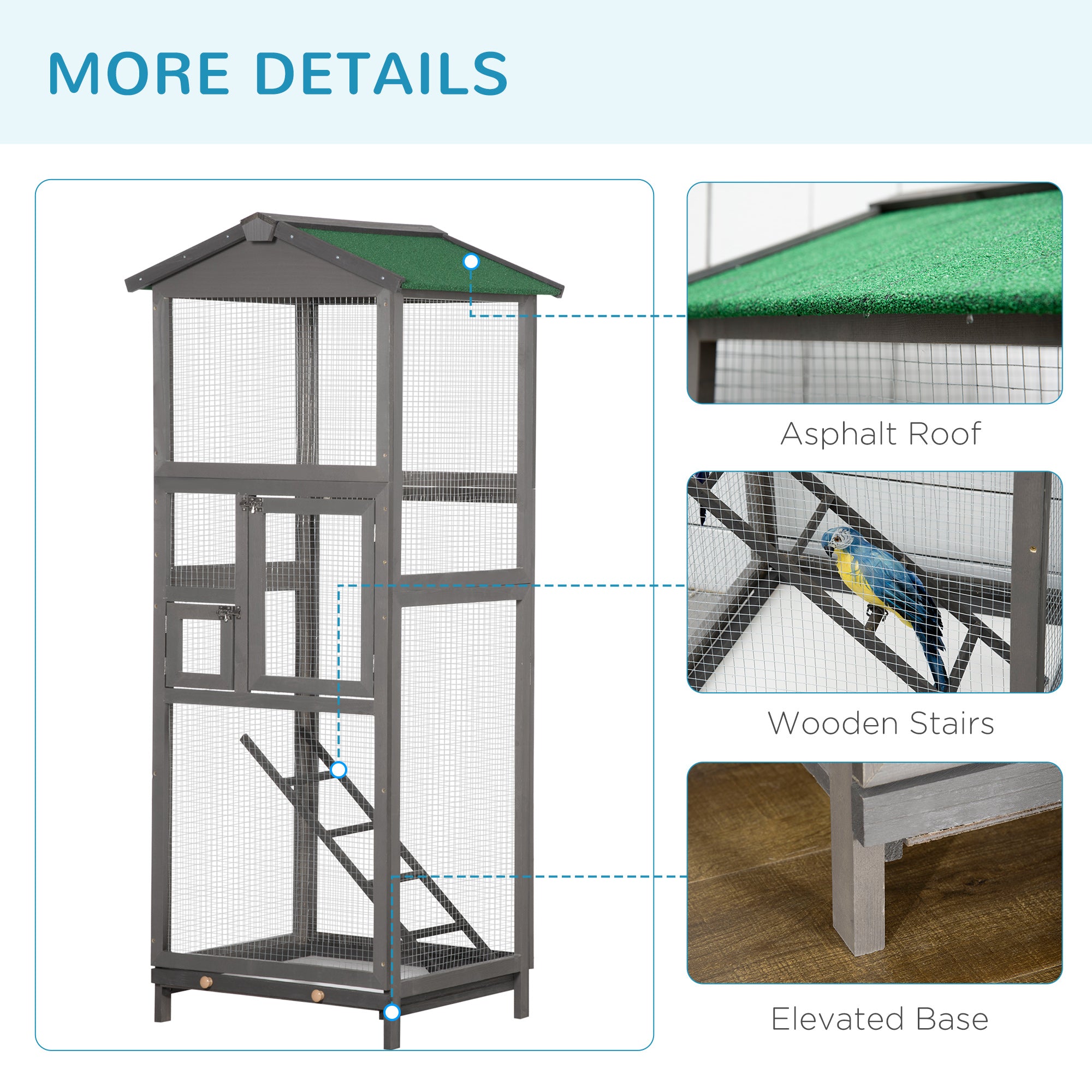 EliteVilla™ | 5.4ft Indoor/Outdoor Grey Bird Habitat - Dual-Door Access & Waste Management System