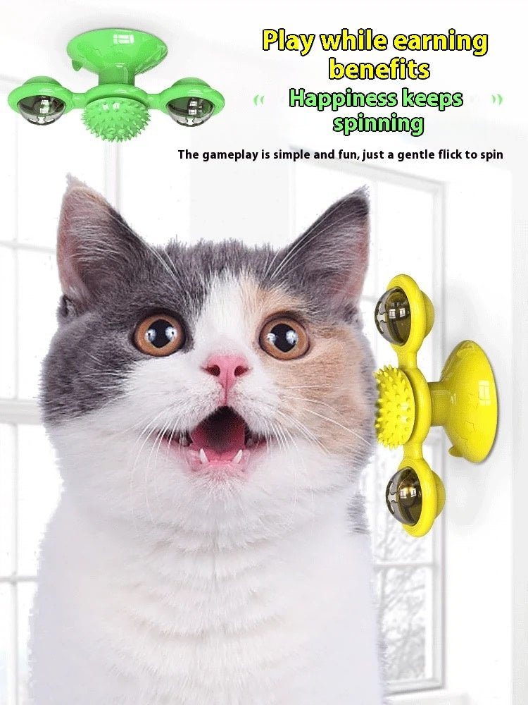 AuraPlay™ Multi-Zenith | All-in-One Interactive Play Station – Motion-Activated Tumbler & Engaging Windmill Set for Active Cats