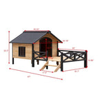 EliteEstate™ | Large Outdoor Wooden Dog Villa - Two-Tone Luxury Cabin with Covered Veranda