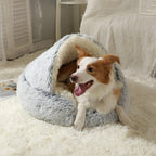 AuraEstate™ Cozy-Cocoon | 2-in-1 Winter Shell Cat Bed – Ultra-Soft Plush Nest & Semi-Enclosed Private Haven