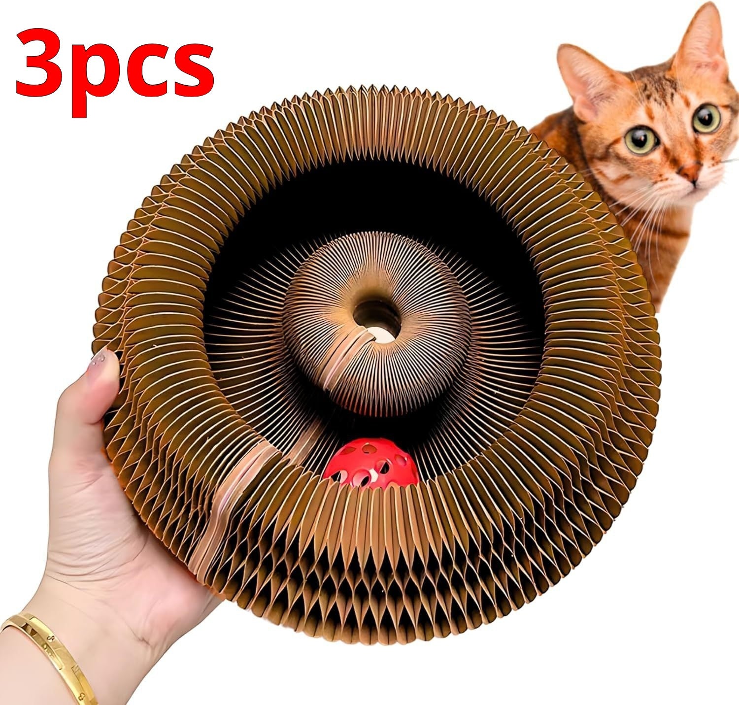 AuraPlay™ Infinity Loop | Magnetic Foldable Scratching Post – 3-in-1 Kinetic Toy & Corrugated Lounge for Indoor Cats