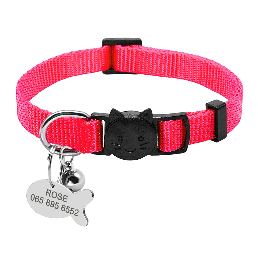 EliteFeline™ | Custom Personalized Breakaway Collar - Premium Nylon & Silent ID Tag