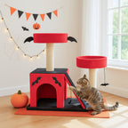 EliteVamp™ Cat Manor | 42” Gothic Climbing Frame - Luxury Padded Perches & Spider Play Station