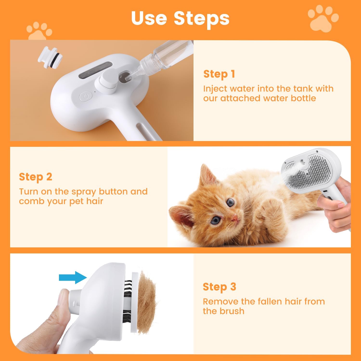 AuraMist™ | 3-in-1 Professional Pet Steam Brush - Nano-Mist Grooming & Massage Tool
