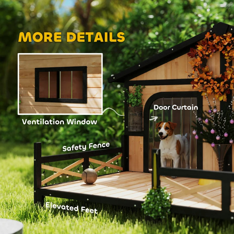 EliteCabin™ | Luxury 2-Pet Outdoor Sanctuary - Elevated Wood Kennel & Sun Deck