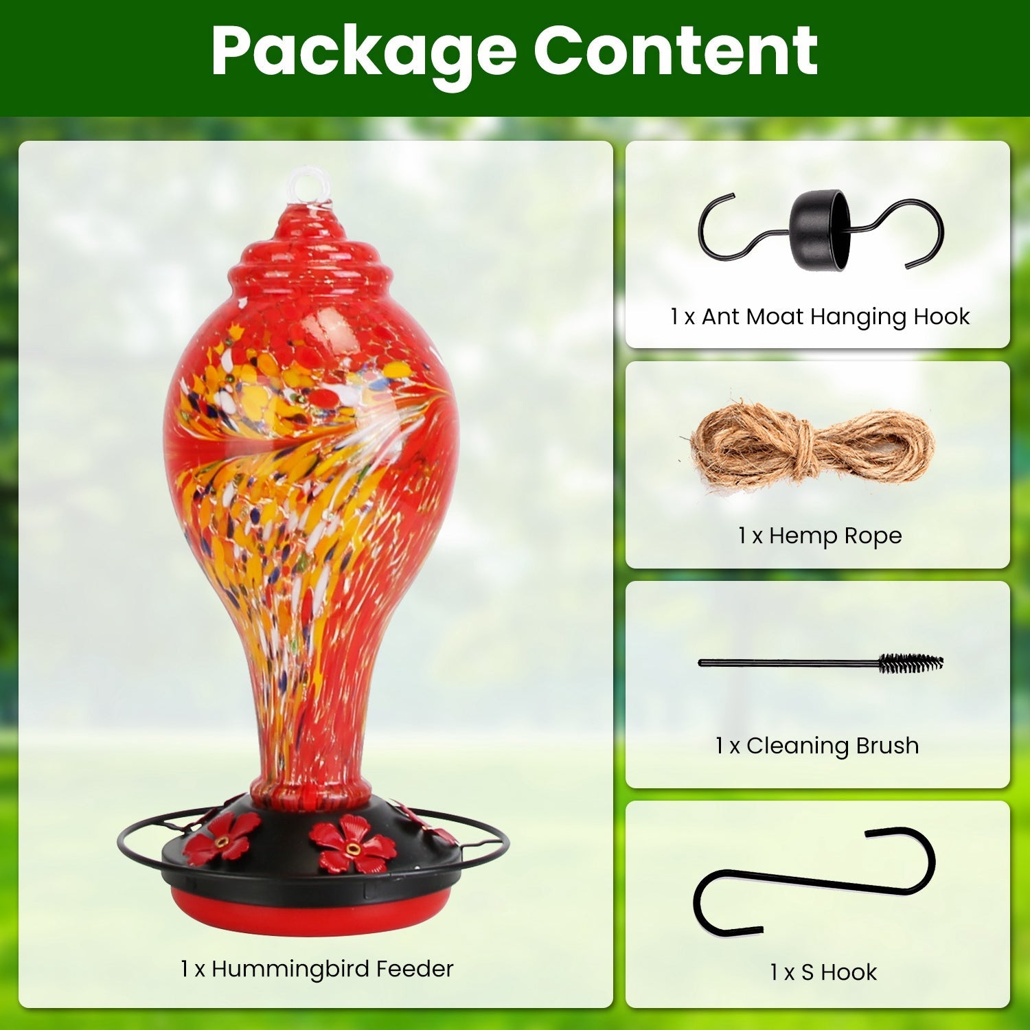 EliteNectar™ | Premium Hand-Crafted Hummingbird Oasis - Includes Ant Moat & Hanging Kit