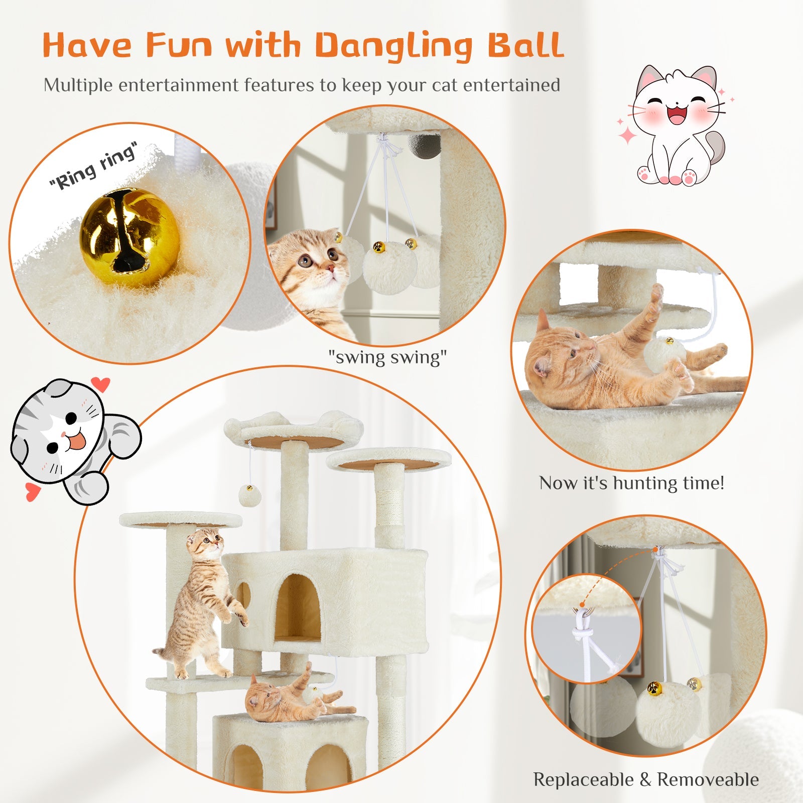 EliteHabitat™ | 4-in-1 Cat Climbing Forest - Natural Sisal Scratchers & Plush Condos