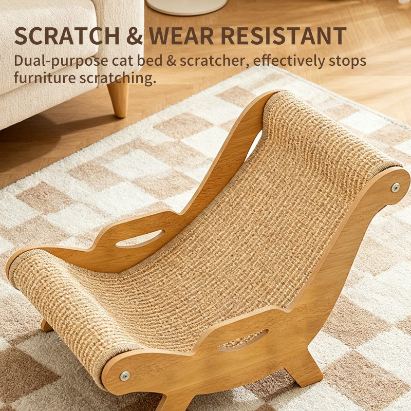 AuraEstate™ Deck-Chair | Minimalist Wooden Cat Scratcher Lounge – 51.5cm Professional Claw Care & Recliner Station
