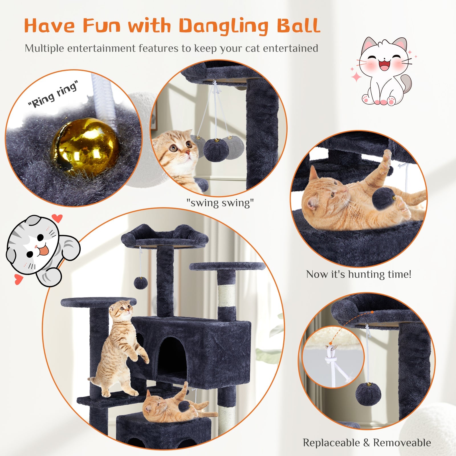 EliteHabitat™ | 4-in-1 Cat Climbing Forest - Natural Sisal Scratchers & Plush Condos