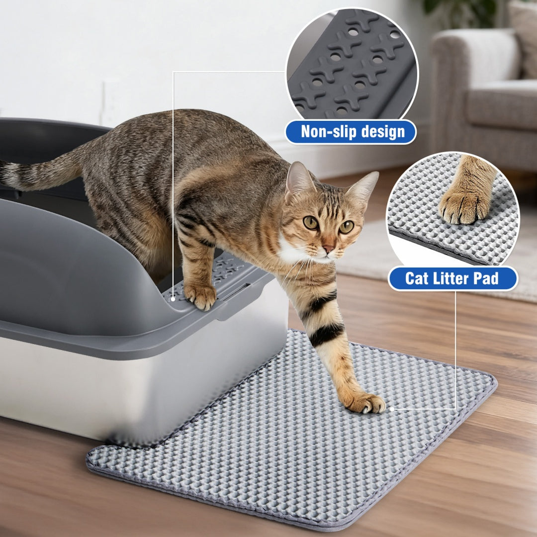 EliteSteel™ | Lifetime Stainless Steel Litter Box - Anti-Bacterial XL Basin with Splash Guard Lid
