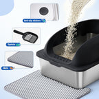 EliteSteel™ | Lifetime Stainless Steel Litter Box - Anti-Bacterial XL Basin with Splash Guard Lid