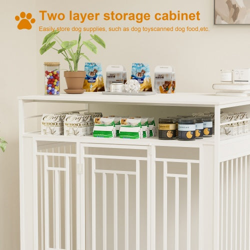 EliteLiving™ Dog Manor | Dual-Occupancy Wooden Crate - Designer End Table Kennel for Modern Homes