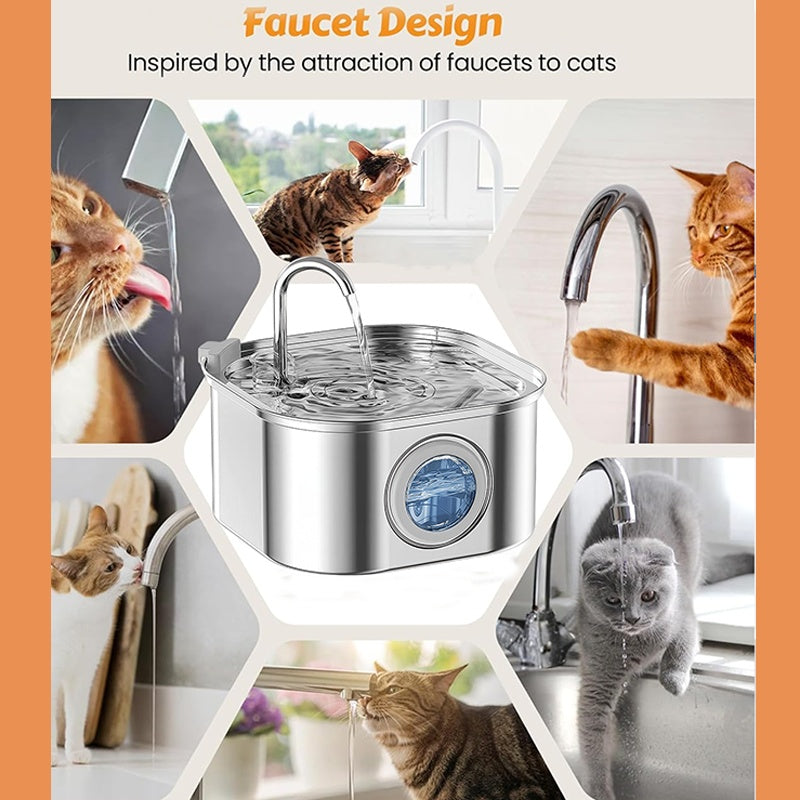 AuraPure™ Eternal-Oasis | High-Capacity 3.2L Pet Fountain – Transparent View-Port & Triple-Action Filtration System