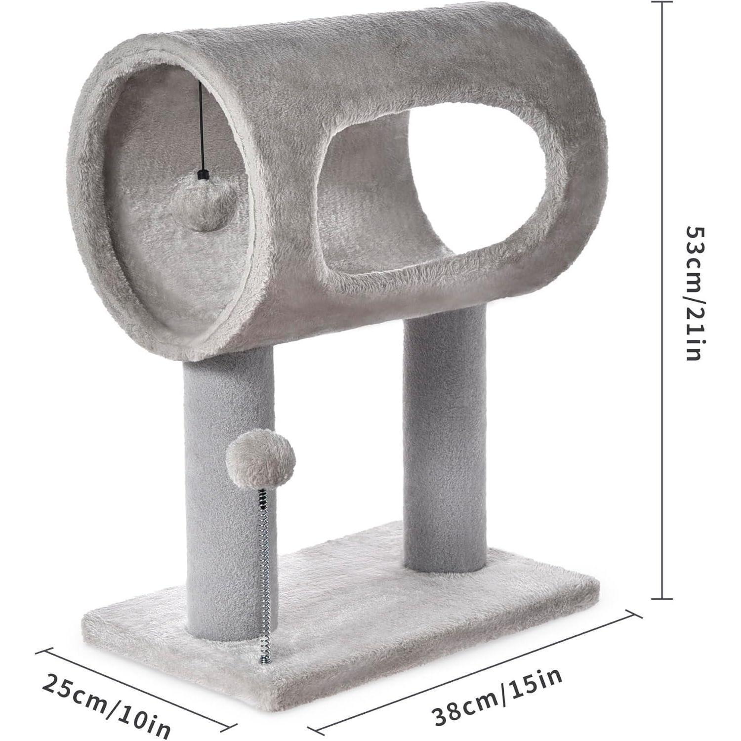 EliteNook™ | Compact Cat Tree with Cozy Sleep Tunnel - Plush Perch & Interactive Play Ball