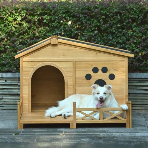 EliteCabin™ | Premium Outdoor Dog Kennel with Veranda - Water-Resistant Cabin for Medium Dogs