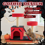 EliteVamp™ Cat Manor | 42” Gothic Climbing Frame - Luxury Padded Perches & Spider Play Station