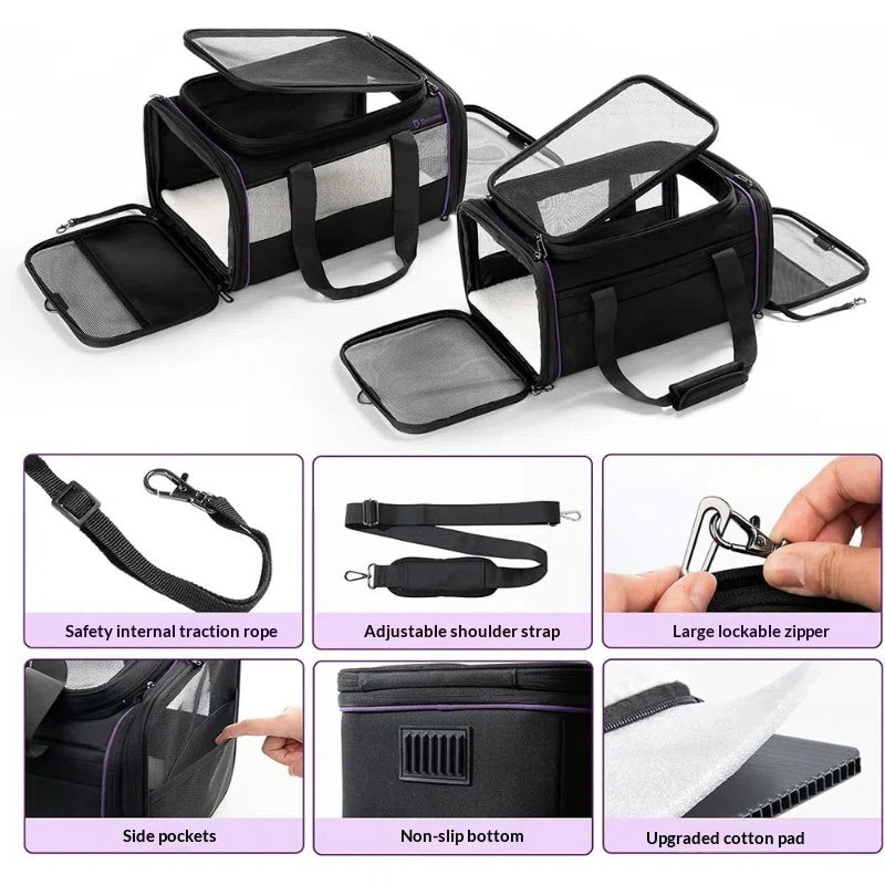 AuraGuard™ Aero-Expand | Premium Travel Pet Carrier – Foldable Extra-Space Cabin Bag for Dogs & Cats