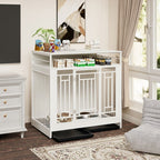 EliteLiving™ Dog Manor | Dual-Occupancy Wooden Crate - Designer End Table Kennel for Modern Homes