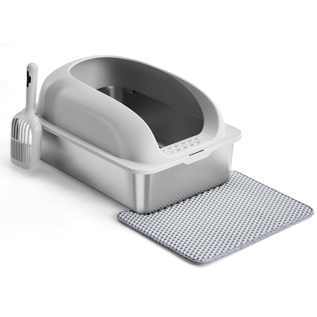 EliteSteel™ | Lifetime Stainless Steel Litter Box - Anti-Bacterial XL Basin with Splash Guard Lid