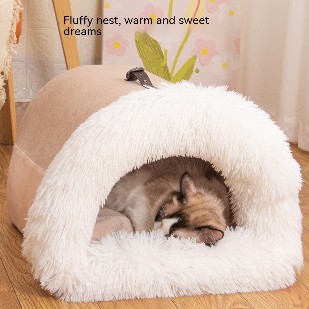 EliteHaven™ | Foldable Warm Pet Nest - Long-Plush Anti-Moisture Comfort Bed